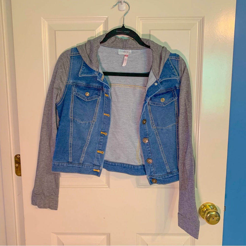 Matilda Jane girls’ size 16 gray hoodie jean jacket